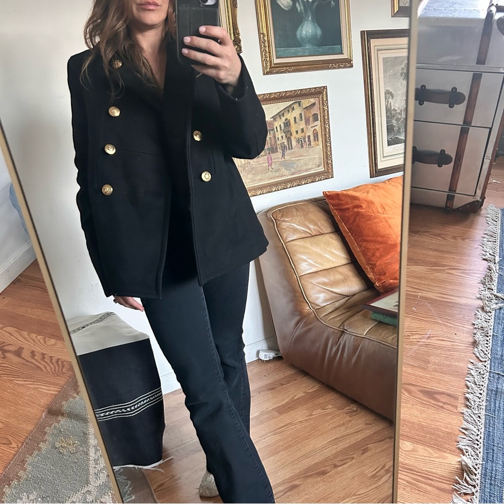Marc Jacobs Black Coat with Gold military vintage style gold buttons s 2 - Picture 2 of 12